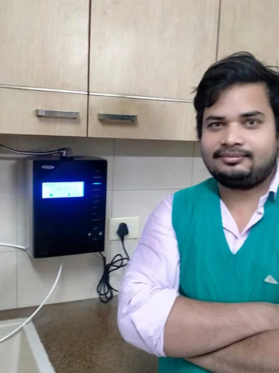 Healthy hydration achieved by a man using Chanson Quality Water Purifier